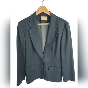Pendleton Vintage Women's Dark Green Blazer Jacket Virgin Wool USA Size 12